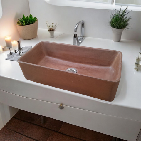 Image of Aquatina Choc Plum Concrete Basin 47 x 23.5 x 12cm Seedleme