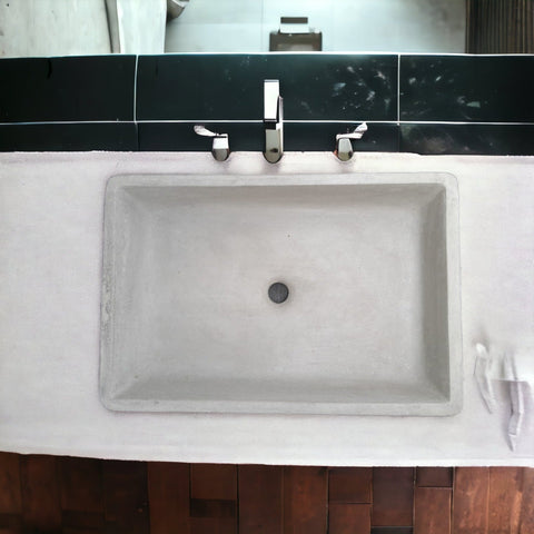 Image of Large Cement Basin Concrete Sink for Kitchen or Bathroom 60.5 x 41 x 13cm Seedleme