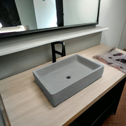 Image of Large Cement Basin Concrete Sink for Kitchen or Bathroom 60.5 x 41 x 13cm Seedleme