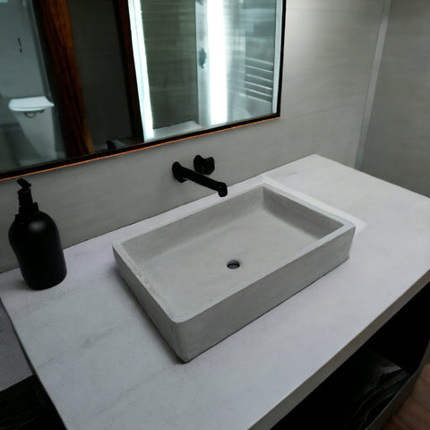 Image of Large Cement Basin Concrete Sink for Kitchen or Bathroom 60.5 x 41 x 13cm Seedleme