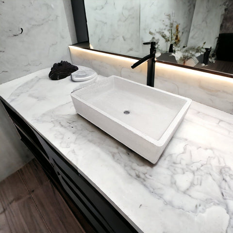 Image of Large Cement Basin Concrete Sink for Kitchen or Bathroom 60.5 x 41 x 13cm Seedleme