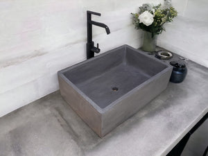 Charcoal Concrete Bespoke Single Butler Basin 65 x 45 x 20cm . Hand-made Cement Countertop Sink