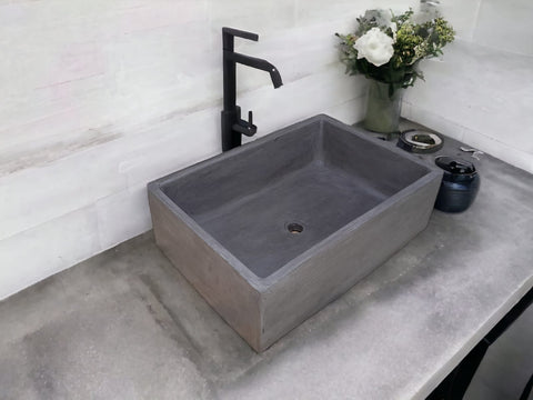 Image of Charcoal Concrete Bespoke Single Butler Basin 65 x 45 x 20cm . Hand-made Cement Countertop Sink