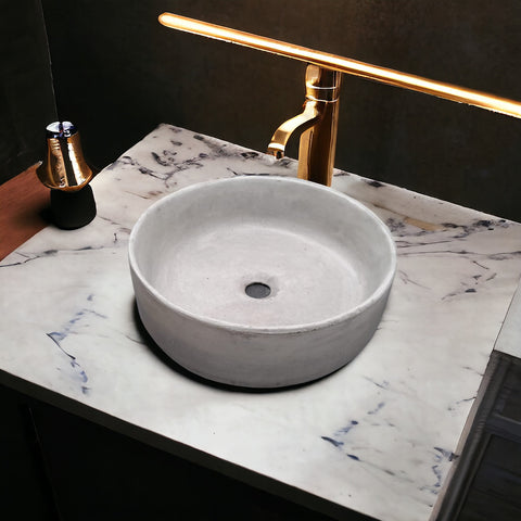 Image of Round Cement Concrete Basin Handmade Countertop Sink 40cm x 12 cm