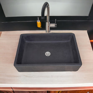 Large Black Concrete Sink for Kitchen or Bathroom 60.5 x 41 x 13cm