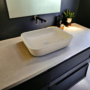 Sandstone Concave Rectangle Concrete Basin 52x40x13cm