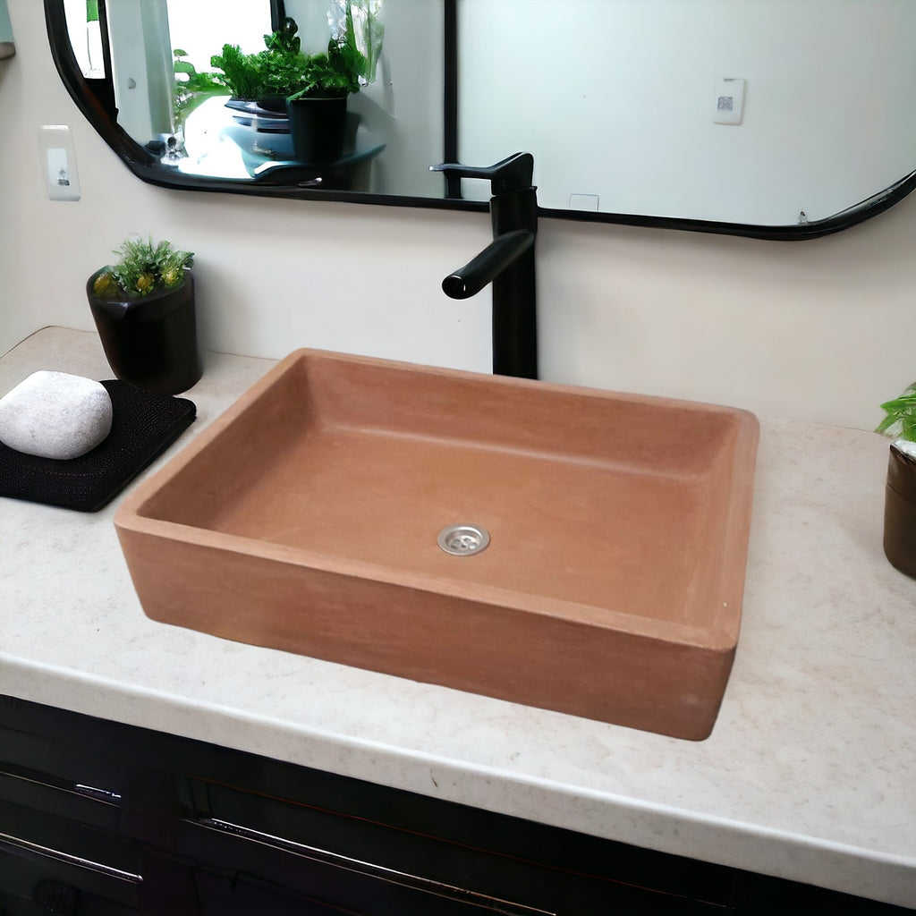 Choc Plum Large Concrete Butler Basin 60.5 x 41 x 13cm