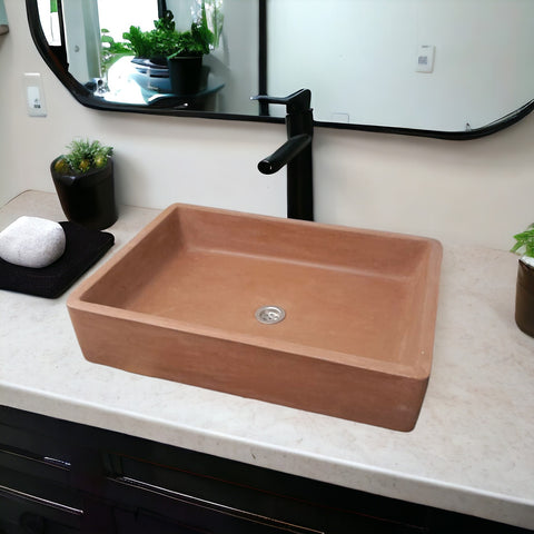 Image of Choc Plum Large Concrete Butler Basin 60.5 x 41 x 13cm
