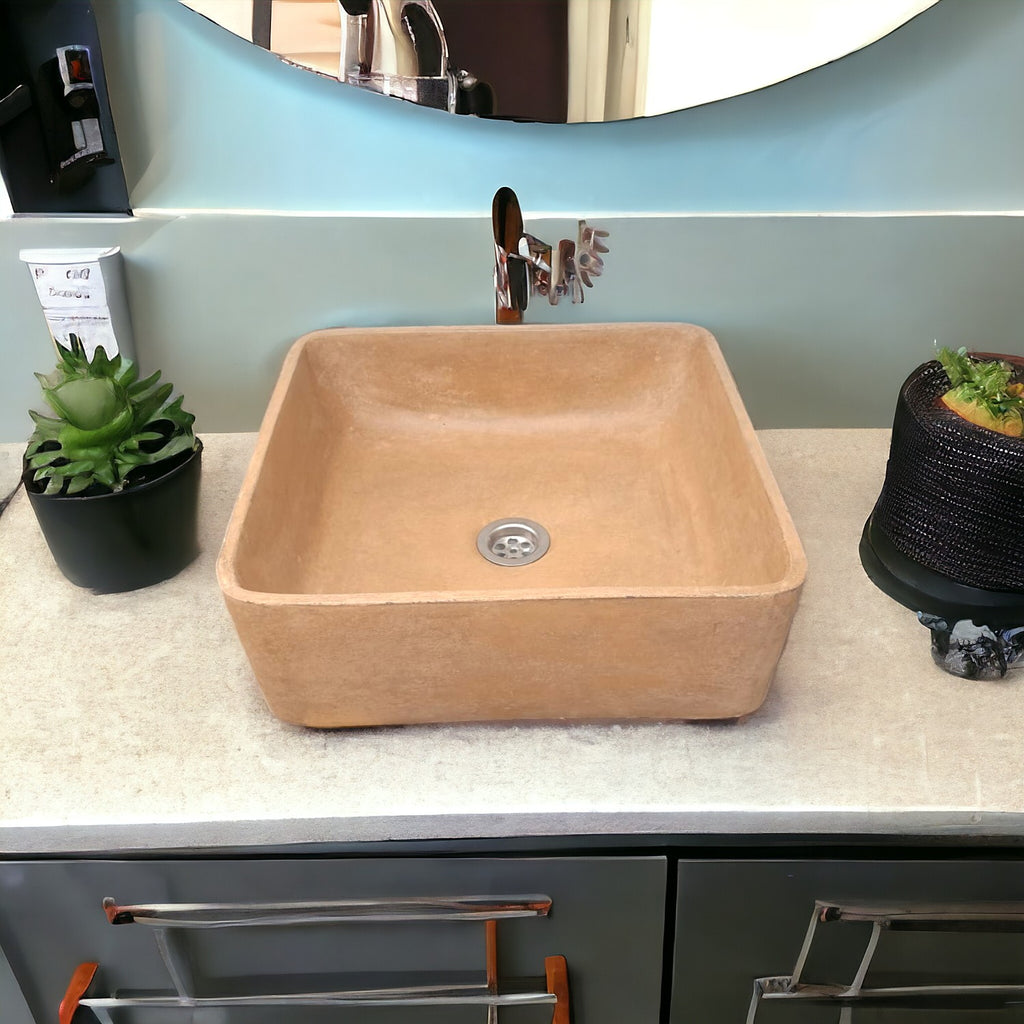 Burnt Orange 36 x 36 x 12cm Concrete Countertop Basin - Handmade in RSA