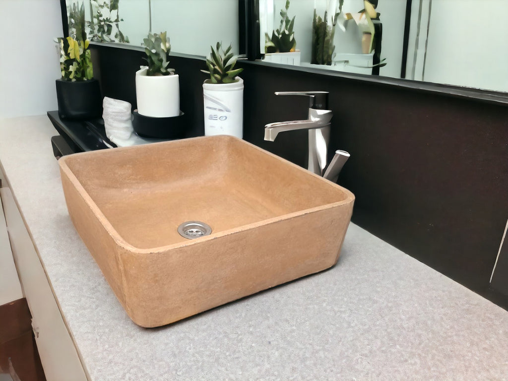 Burnt Orange 36 x 36 x 12cm Concrete Countertop Basin - Handmade in RSA