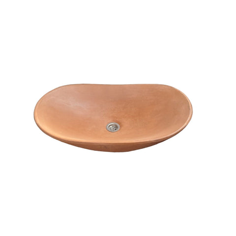 Image of Bespoke Terracotta Cement Basin Sink Modern Oval Shape 59 x 39 x 12cm Seedleme