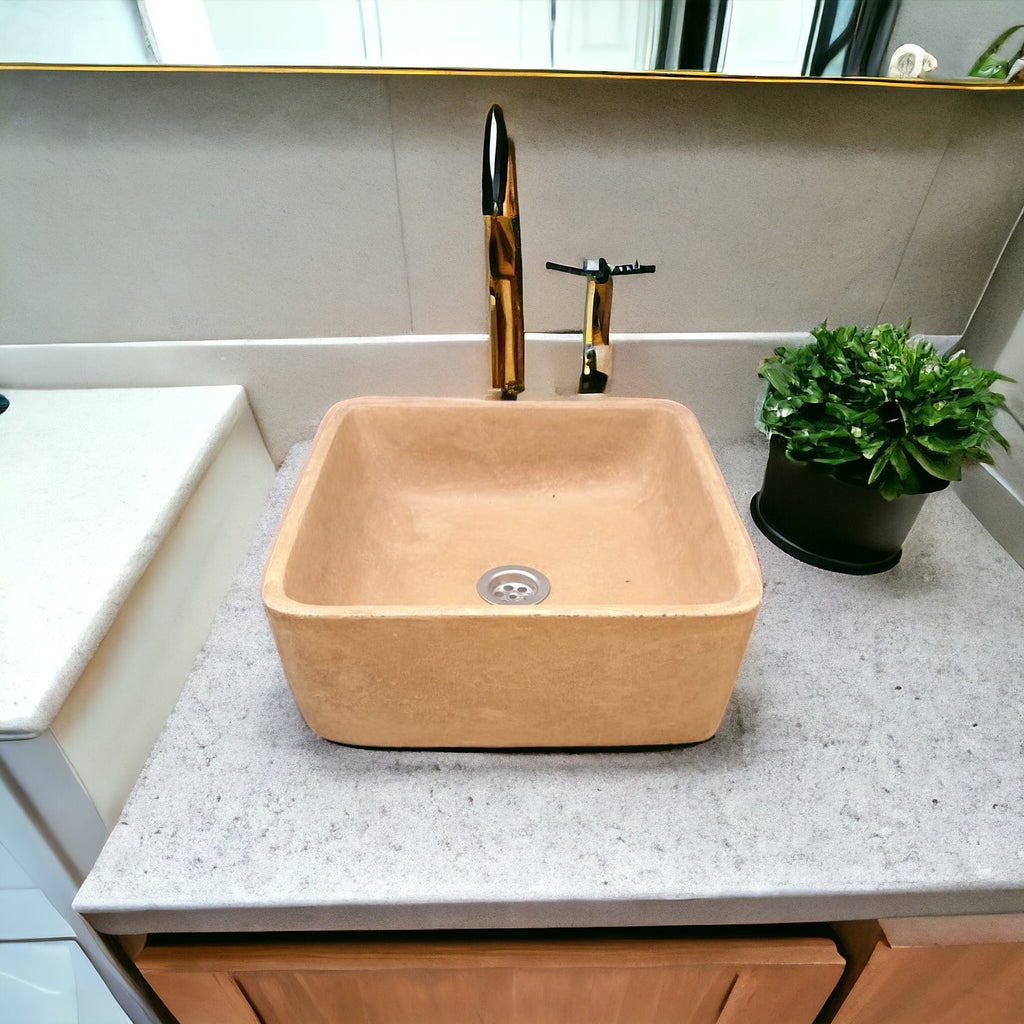 Burnt Orange 31 x 31 x 12cm Bespoke Concrete Countertop Basin.