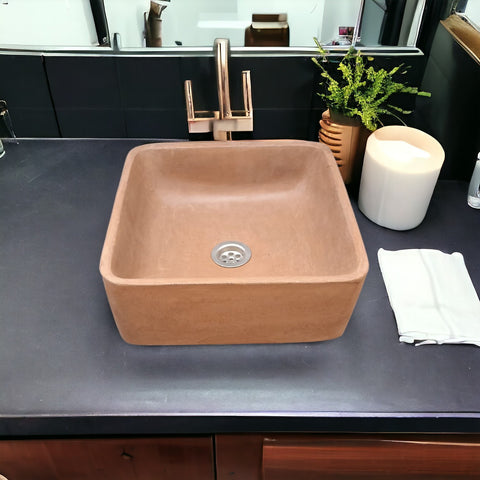 Image of Choc Plum Bespoke Handmade Countertop Concrete Basin 31 x 31 x 12cm