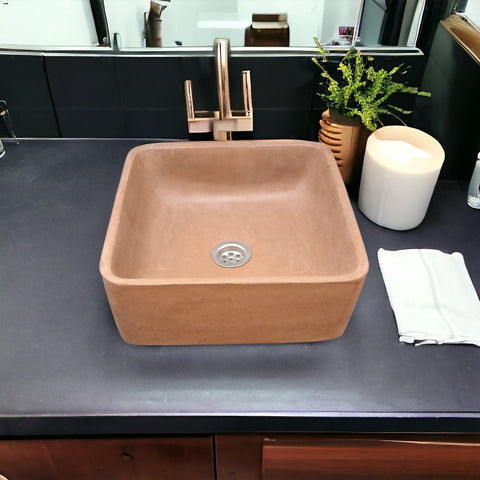 Image of Choc Plum Bespoke Handmade Countertop Concrete Basin 31 x 31 x 12cm Seedleme