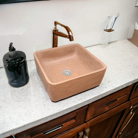 Image of Choc Plum Bespoke Handmade Countertop Concrete Basin 31 x 31 x 12cm Seedleme