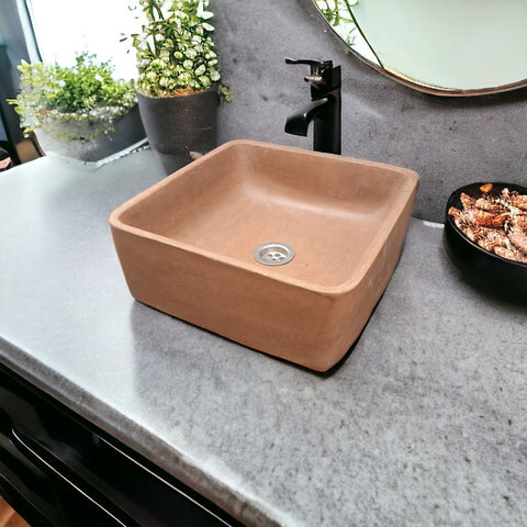 Image of Choc Plum Bespoke Handmade Countertop Concrete Basin 31 x 31 x 12cm Seedleme
