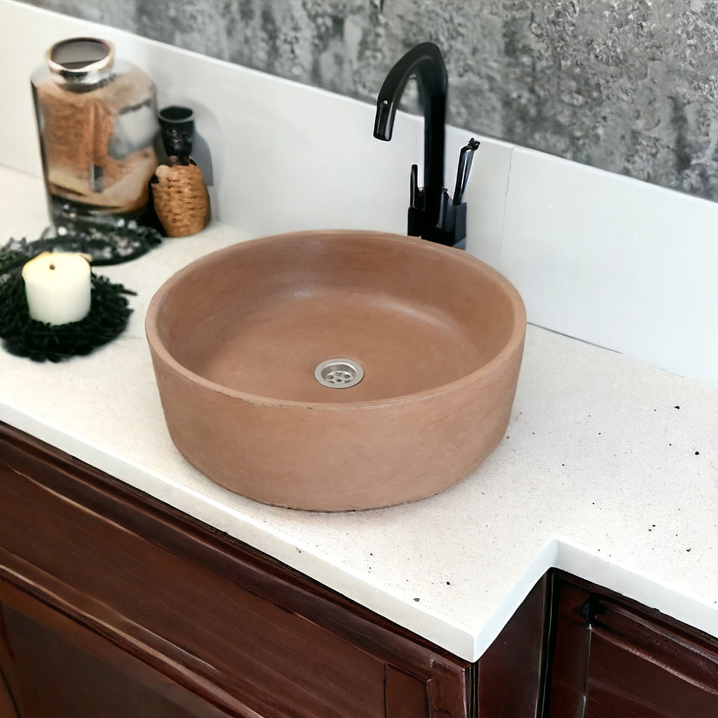 Choc Plum Round Bespoke Bathroom Sink 40 x 12cm