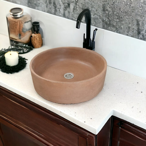 Image of Choc Plum Round Bespoke Bathroom Sink 40 x 12cm