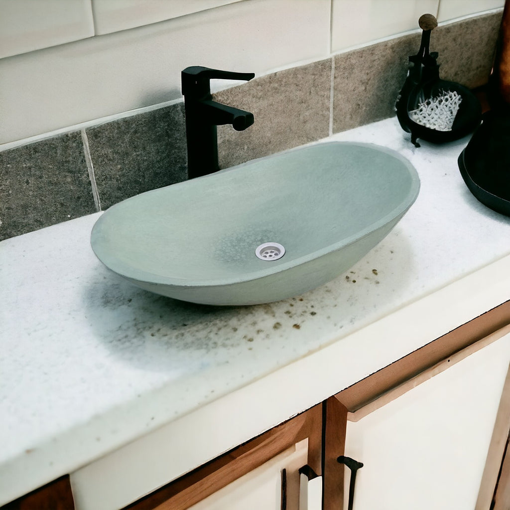 Green Bespoke Modern Oval Shaped Bathroom Basin 59 x 39 x 12cm