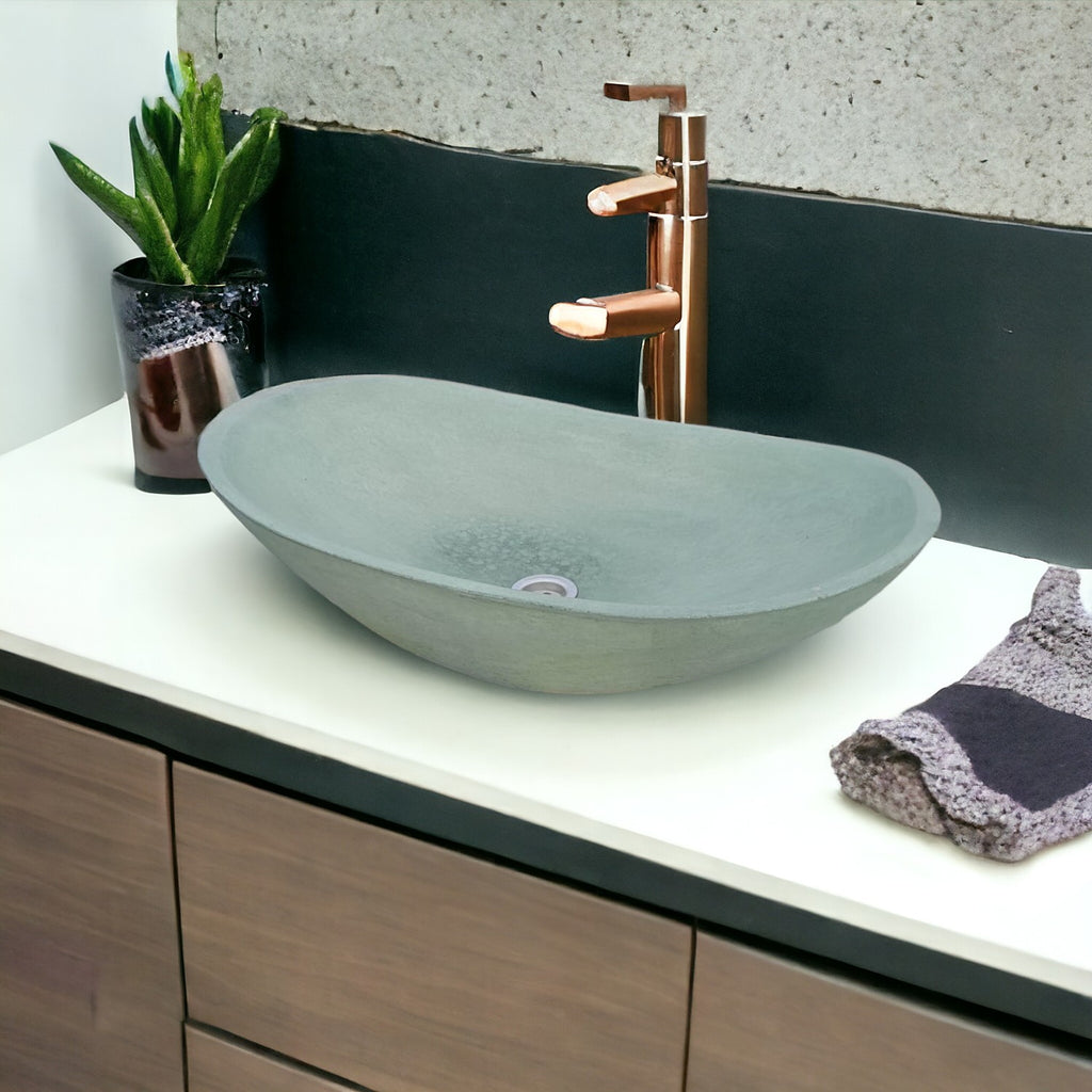 Green Bespoke Modern Oval Shaped Bathroom Basin 59 x 39 x 12cm