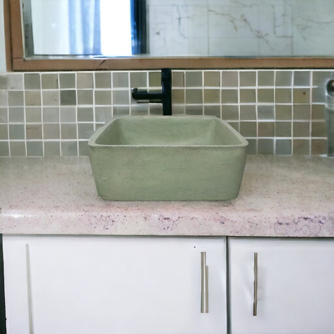 Image of Green Bespoke Countertop Bathroom Sink 31 x 31 x 12cm