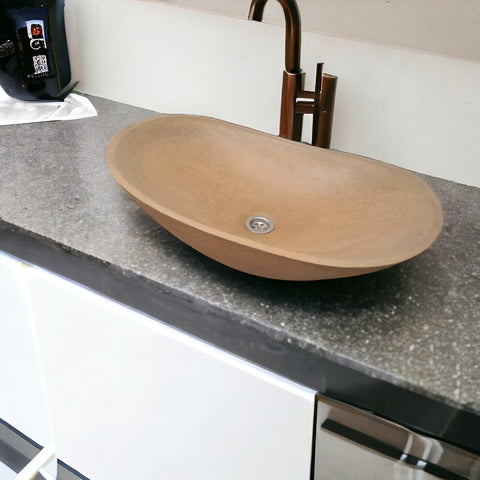 Image of Burnt Orange Bespoke Concrete Sink. Modern Oval Shape 59 x 39 x 12cm Seedleme