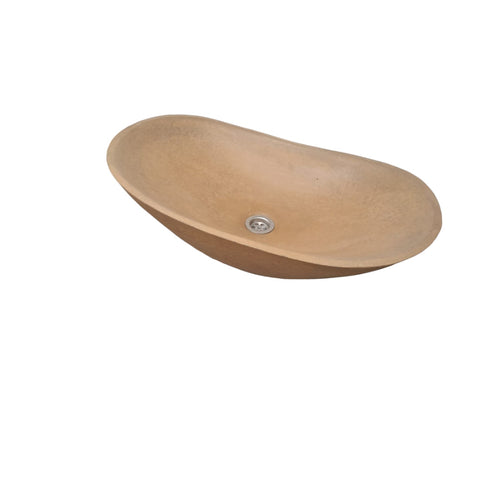 Image of Burnt Orange Bespoke Concrete Sink. Modern Oval Shape 59 x 39 x 12cm