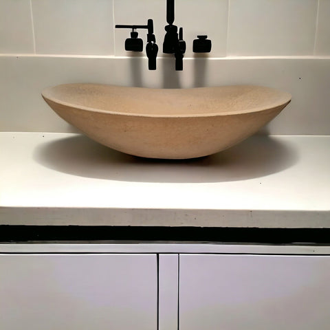 Image of Burnt Orange Bespoke Concrete Sink. Modern Oval Shape 59 x 39 x 12cm Seedleme