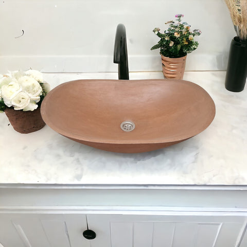 Image of Choc Plum Bespoke Concrete Basin. Modern Oval Shape 59 x 39 x 12cm