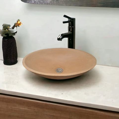 Image of Burnt Orange Concrete Bespoke Oval Basin 50 x 35 x 15cm Seedleme