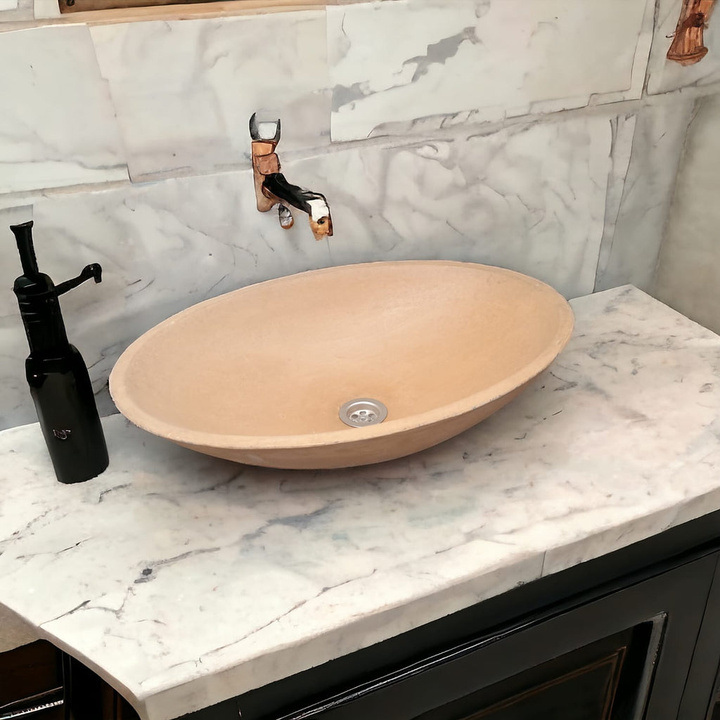 Burnt Orange Concrete Bespoke Oval Basin 50 x 35 x 15cm