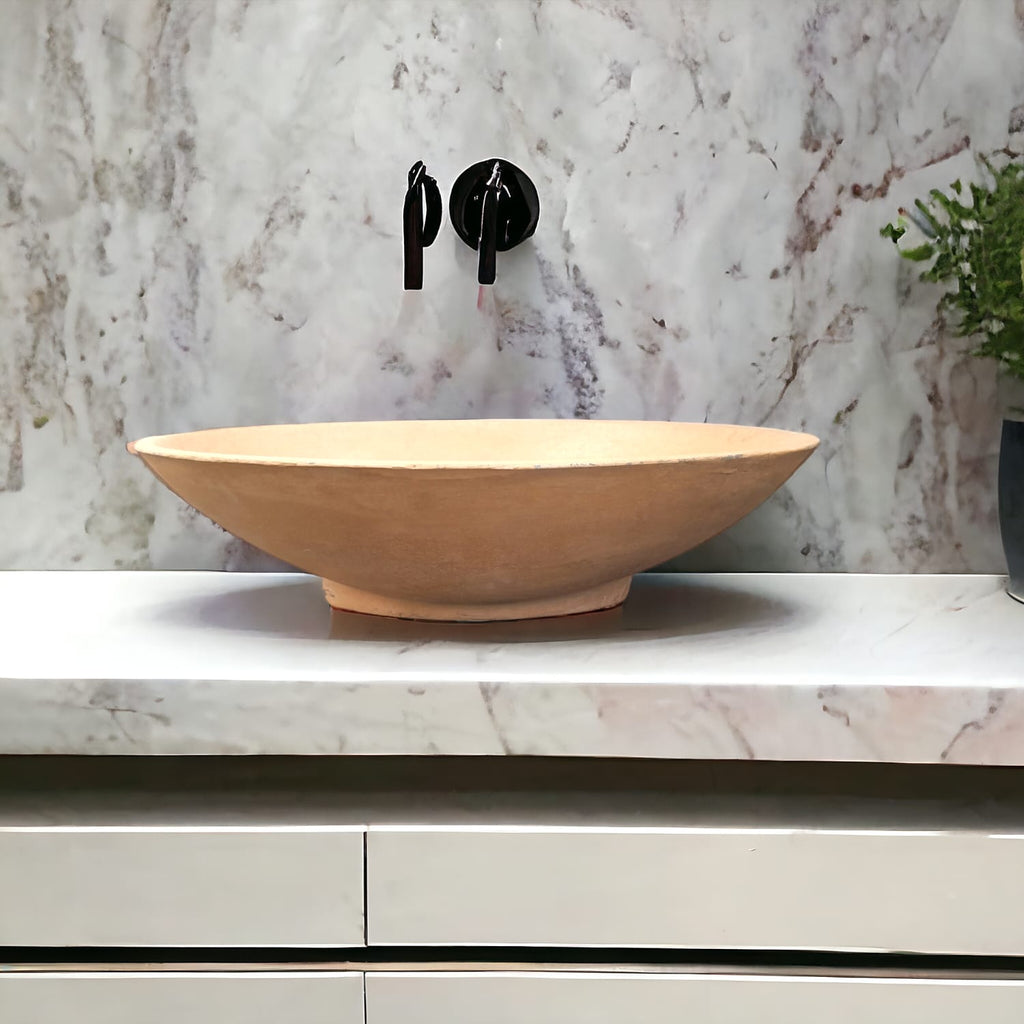 Burnt Orange Concrete Bespoke Oval Basin 50 x 35 x 15cm