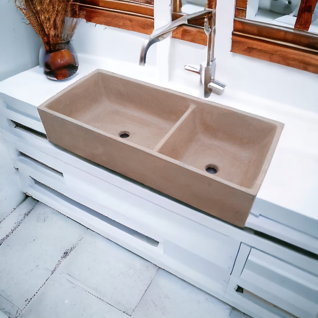Burnt Orange Double Farm Style Butler Sink 101 x 44.5 x 20.5cm