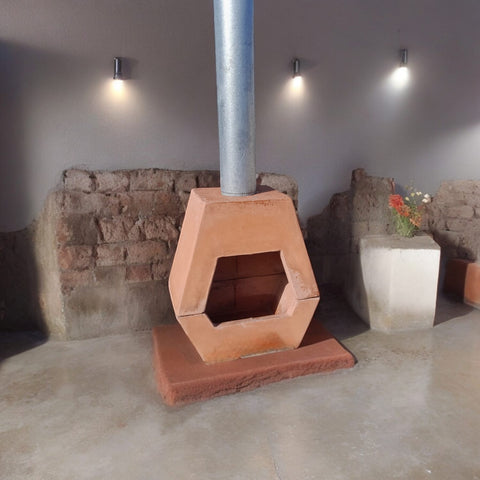 Image of Terracotta Concrete fireplace indoor/outdoor 60 x 55 x 30cm Seedleme
