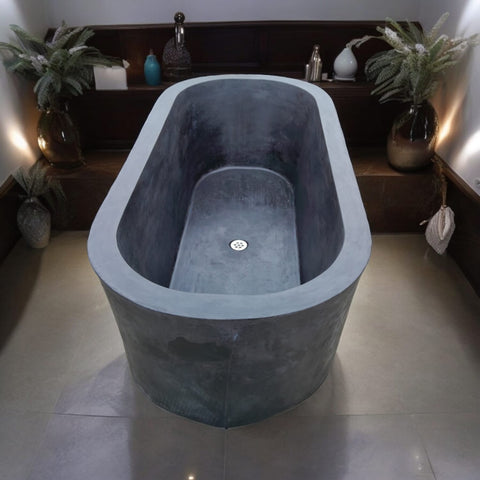 Image of Silverland Black Concrete Bath 175 x 80 x 50cm