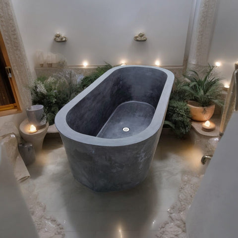 Image of Silverland Black Concrete Bath 175 x 80 x 50cm