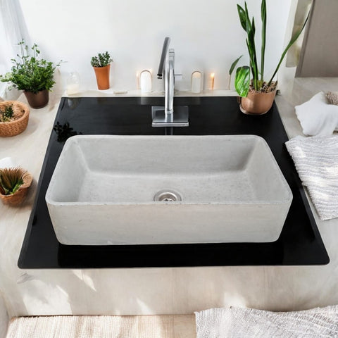 Image of Aquatina Grey Concrete Basin 47 x 23.5 x 12cm Seedleme