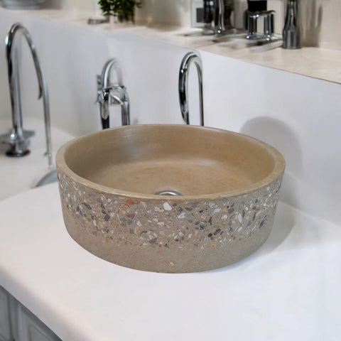 Image of Sandstone Round Flat 40 x 40 x 12cm Namibian Dream Bespoke Concrete Sink