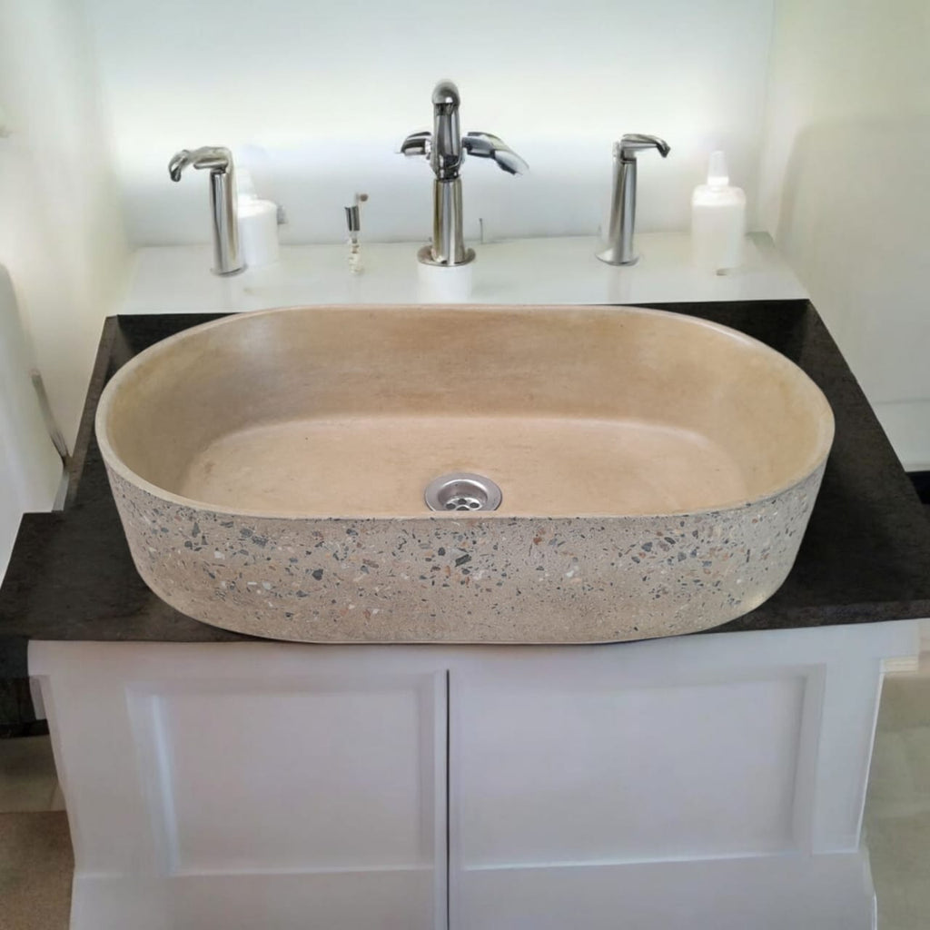 Gaia's Ark Sandstone Namibian Dream Bespoke Concrete Sink 53 x 30 x 11.5cm