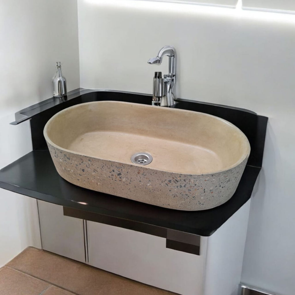 Gaia's Ark Sandstone Namibian Dream Bespoke Concrete Sink 53 x 30 x 11.5cm