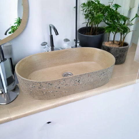 Image of Gaia's Ark Sandstone Namibian Dream Bespoke Concrete Sink 53 x 30 x 11.5cm