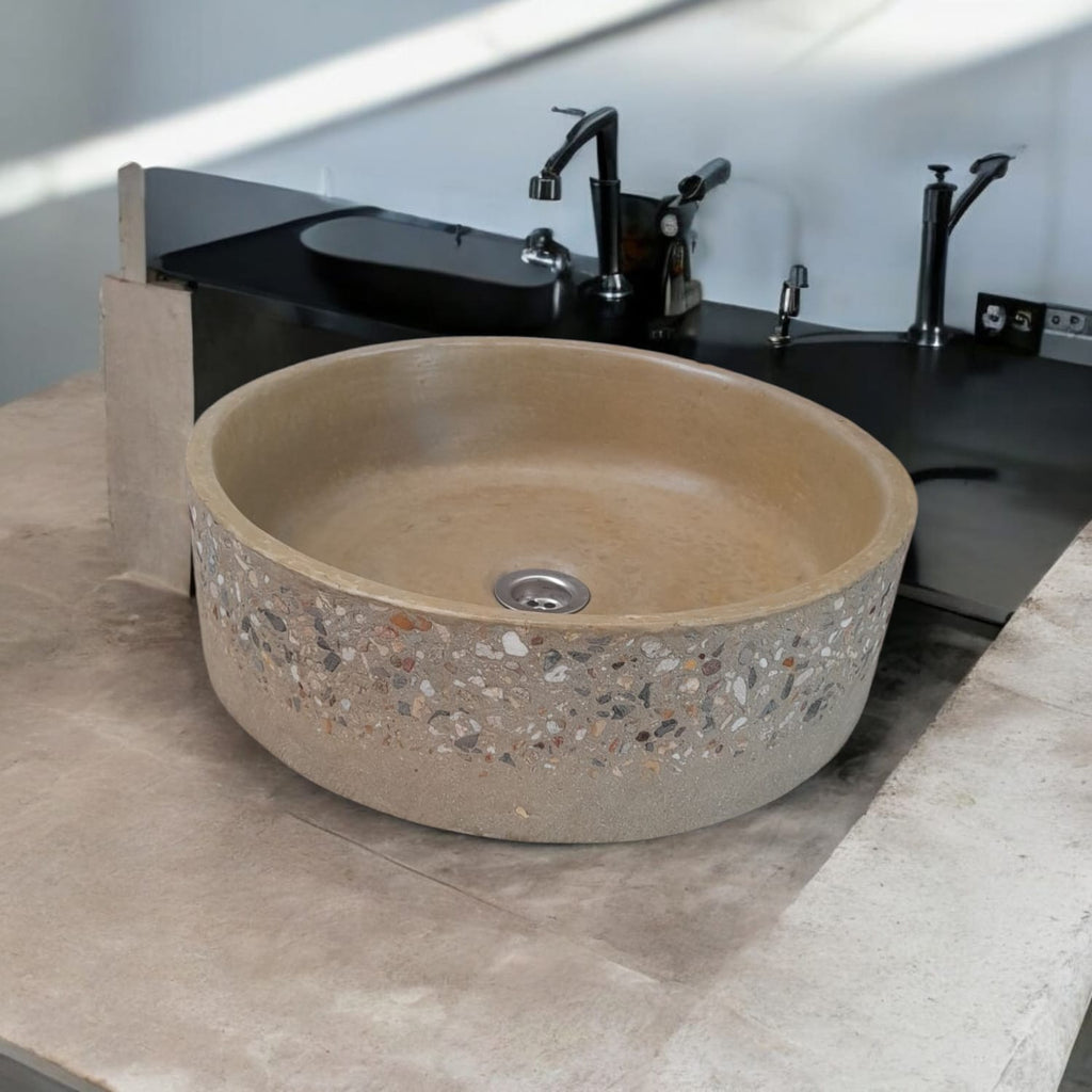 Sandstone Round Flat 40 x 40 x 12cm Namibian Dream Bespoke Concrete Sink