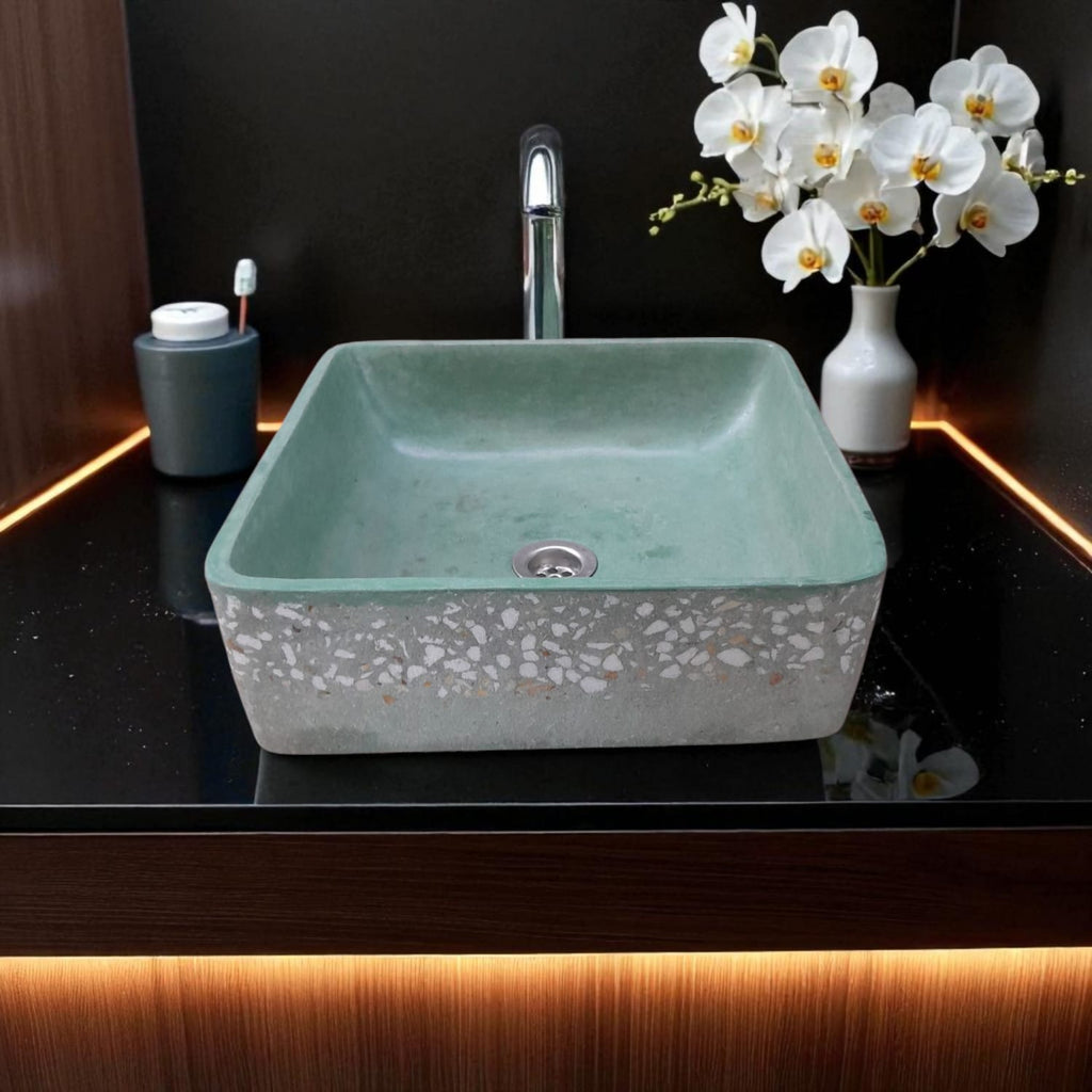 Green Namibian Dream Concrete Handmade Basin 36 x 36 x 12cm