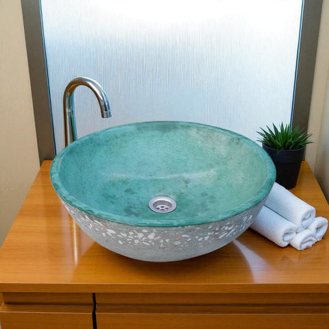 Image of Green Concave Bespoke Concrete Namibian Dream Sink 42 x 14cm Seedleme