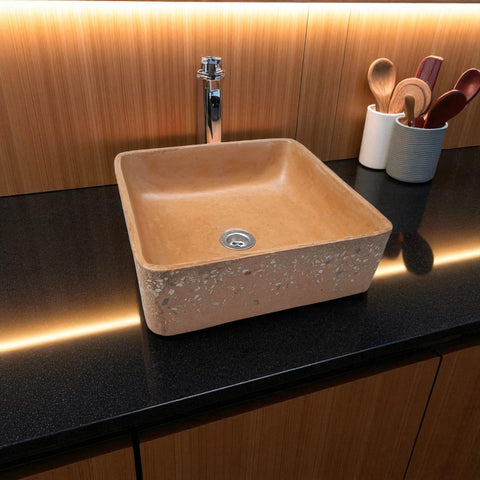 Image of Burnt Orange 36 x 36cm Namibian Dream Bespoke Concrete Sink Seedleme