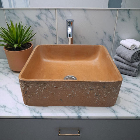 Image of Burnt Orange 36 x 36cm Namibian Dream Bespoke Concrete Sink Seedleme