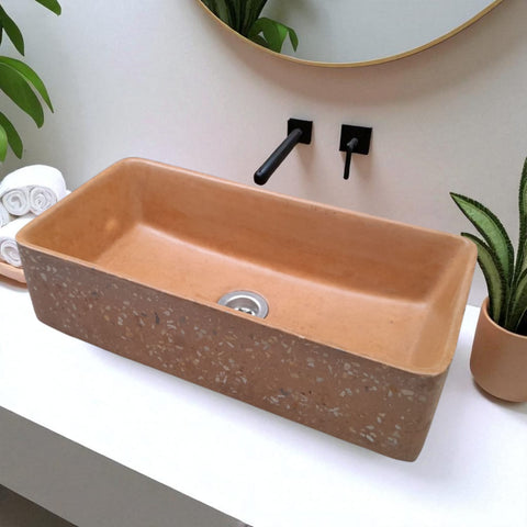 Image of Aquatina Burnt Orange Namibian Dream Concrete Sink 47 x 23.5 x 12cm
