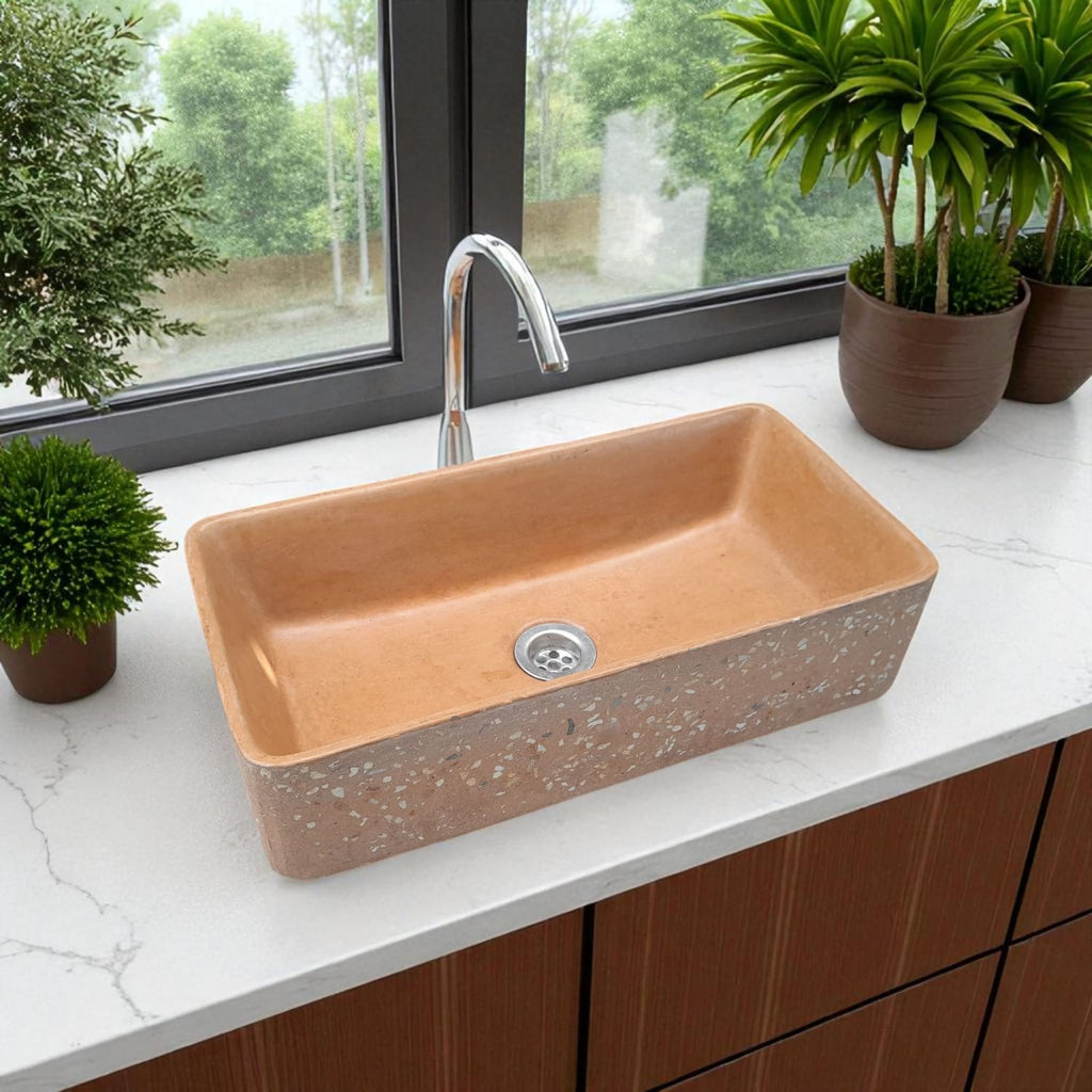 Aquatina Burnt Orange Namibian Dream Concrete Sink 47 x 23.5 x 12cm