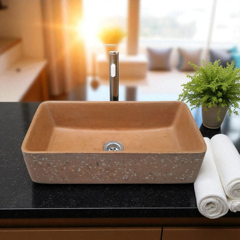 Image of Aquatina Burnt Orange Namibian Dream Concrete Sink 47 x 23.5 x 12cm
