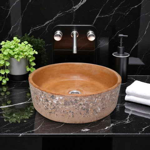 Image of Burnt Orange Round Flat 40 x 40 x 12cm Namibian Dream Bespoke Concrete Sink Seedleme